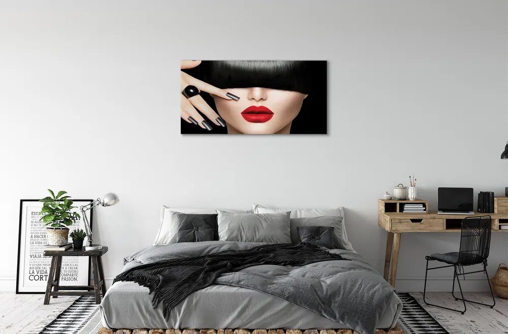 Obraz canvas Žena rany červené pery 120x60 cm