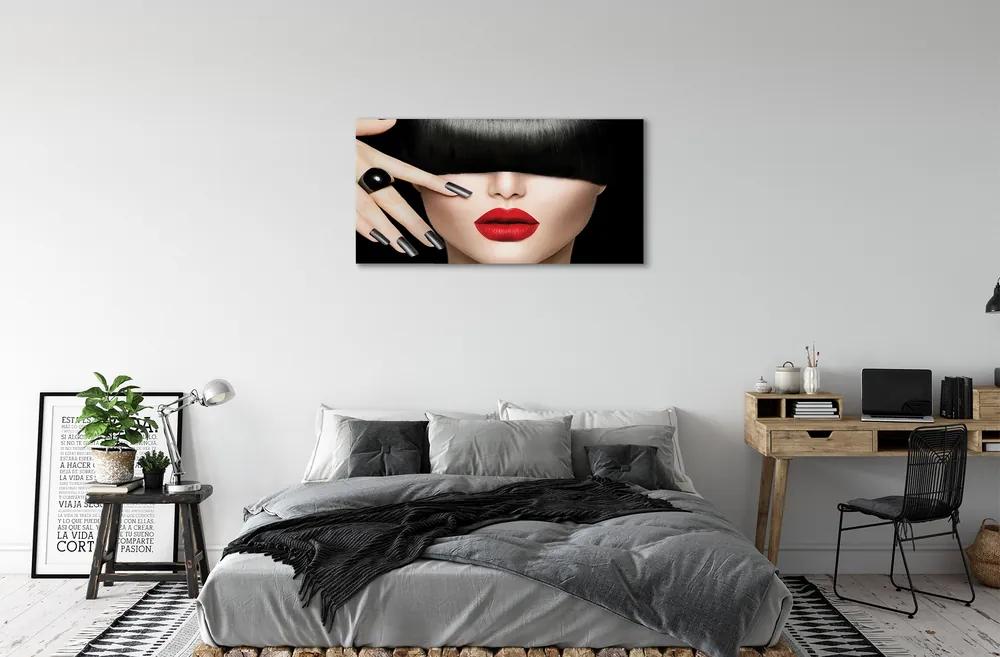 Obraz canvas Žena rany červené pery 125x50 cm