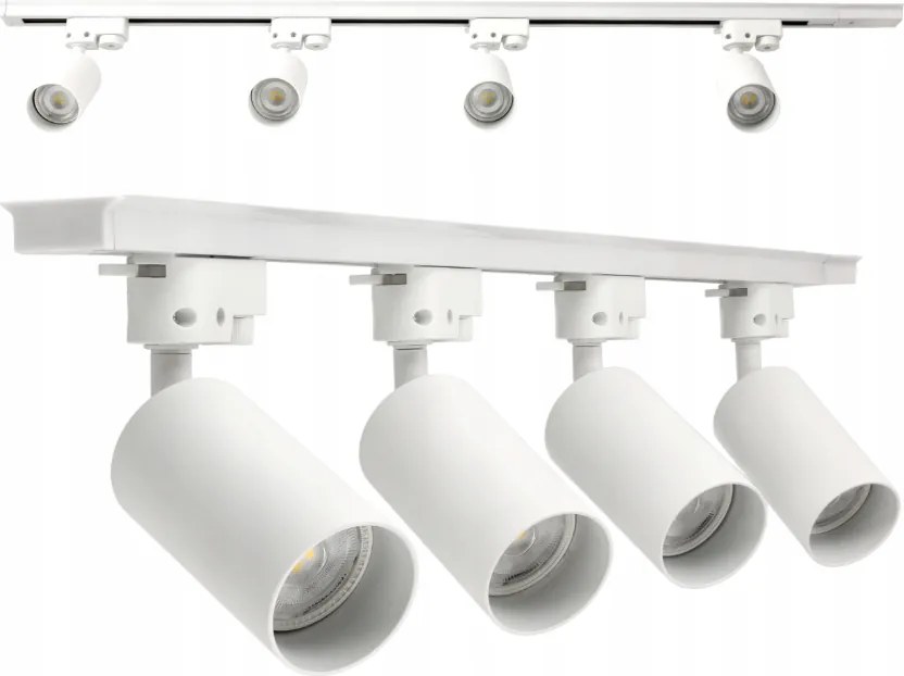 LED koľajnica 1m + 4x GU10 bodové žiarovky - sada