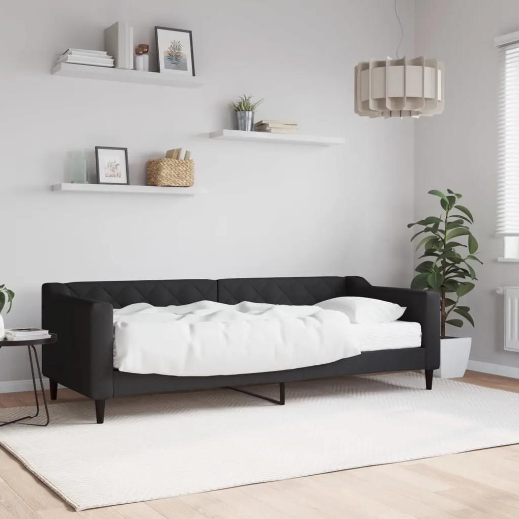 Denná posteľ s matracom čierna 80x200 cm látka 3197405