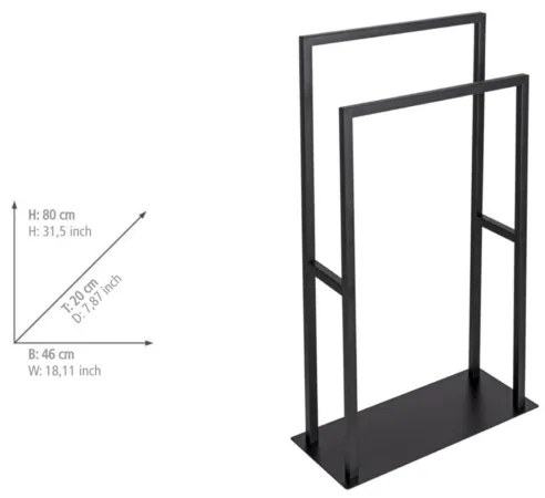 WENKO 26056100 - Stojan na uteráky RIVALTA 46x80 cm nerez/čierna