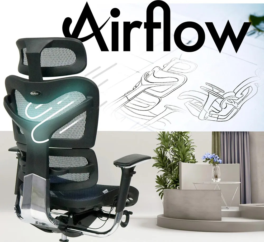 Ergonomická sieťovaná kancelárska stolička MOSH Airflow 702 – modrá