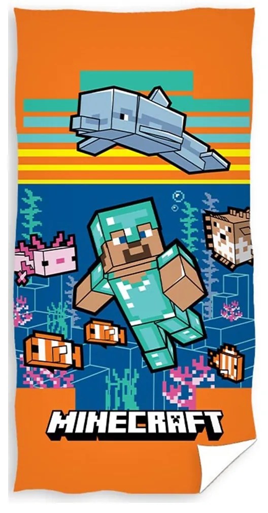 Carbotex Detská osuška Minecraft Aquatic World, 70 x 140 cm