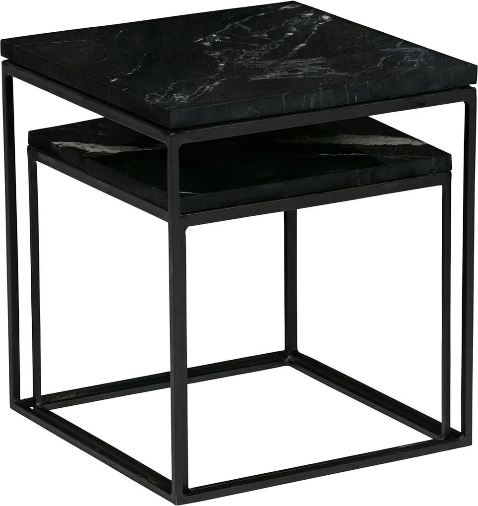 Odkladací stolík s mramorovou doskou Mellow sada 2 ks 45 × 40 × 40,35 × 36 × 36 cm