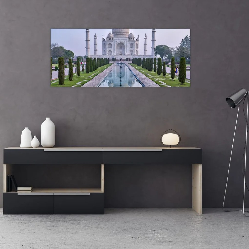 Obraz - Taj Mahal za východu slnka (120x50 cm)