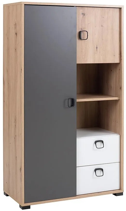 Regál Kevin 4 artisan/grafit/biela