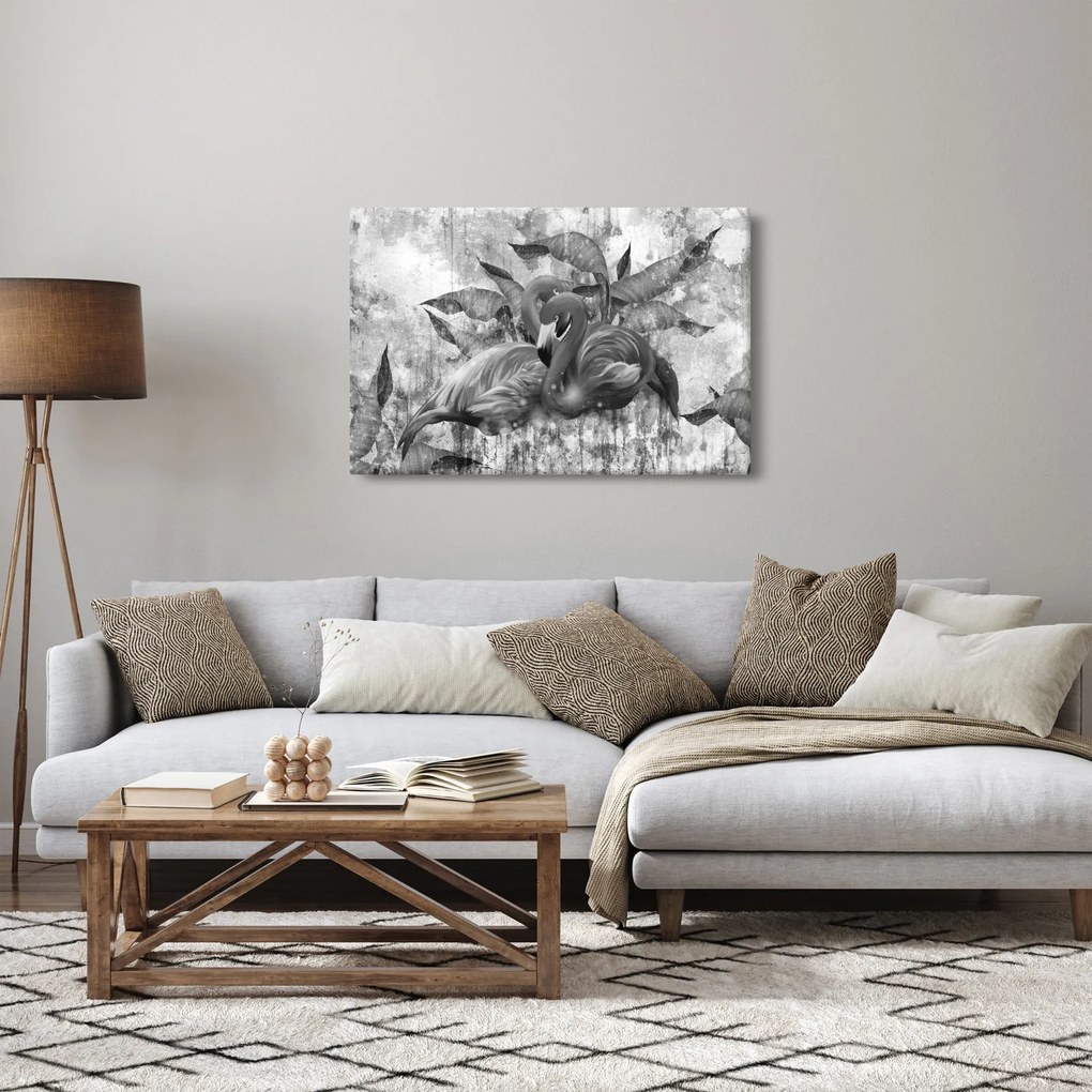 Obraz - Plameniaky graffiti (90x60 cm)