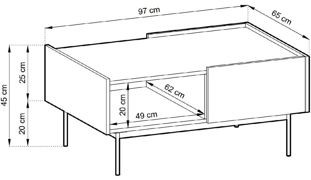 Konferenční stolek Color L97 červený/dub linea