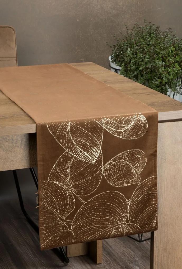 Dekorstudio Elegantný zamatový behúň na stôl BLINK 16 hnedý Rozmer behúňa (šírka x dĺžka): 35x180cm