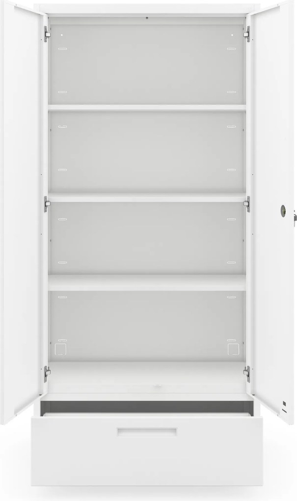 Modulárna kovová multifunkčná skriňa so zásuvkou biela MEGAN 1850 x 900 x 400 mm
