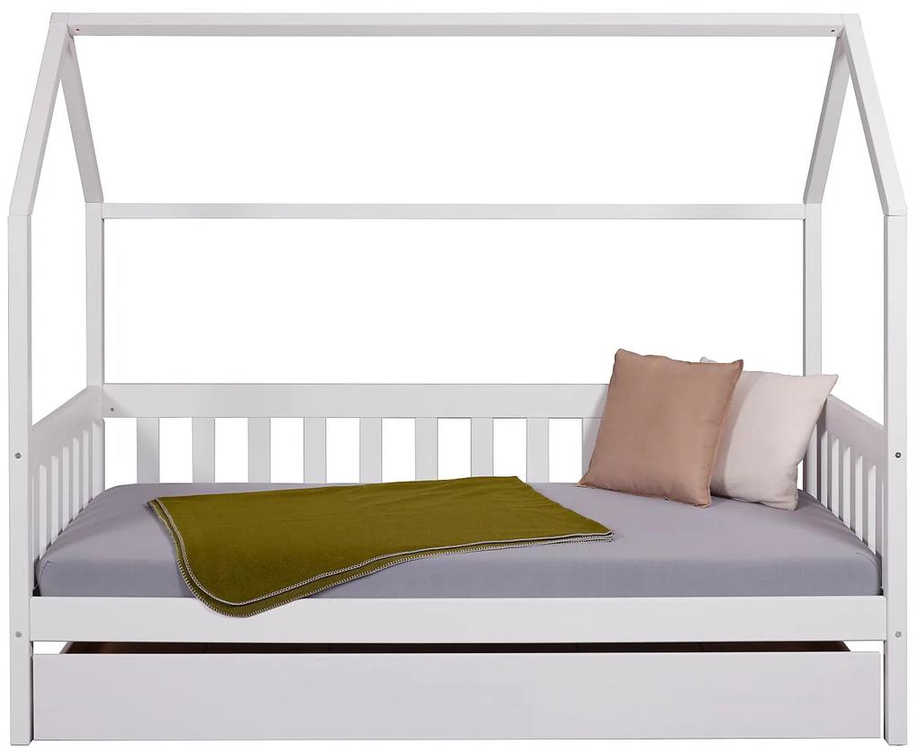 Domčeková posteľ II z masívu 90x200cm so zásuvkou Sully - biela