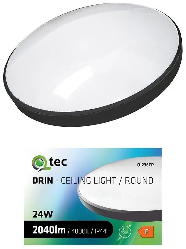 Stropná lampa QTEC 24W 4000K čierna