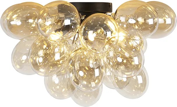 Inteligentné stropné svietidlo čierne s jantárovým sklom, 6 svetiel vrátane 6 WiFi G9 - Uvas