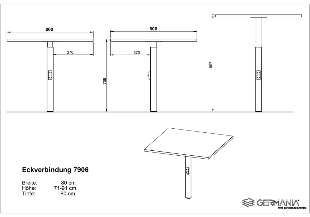 Polohovací pracovný stôl s doskou v dubovom dekore 200x240 cm Agenda – Germania