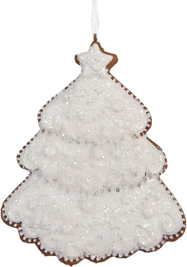Závesná dekorácia zasnežený perníkový stromček Frosted Ginger - 9*1*10 cm