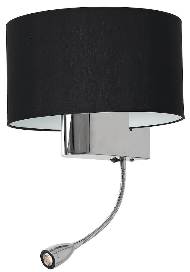 EUlight Nástenné svietidlo Napoli, 1x čierne textilné tienidlo + 1xLED 1w, ch