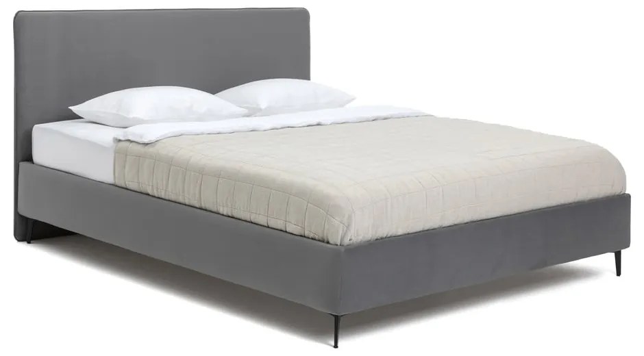 Sivá čalúnená dvojlôžková posteľ s roštom 160x200 cm Noira Slim – Bonami Selection