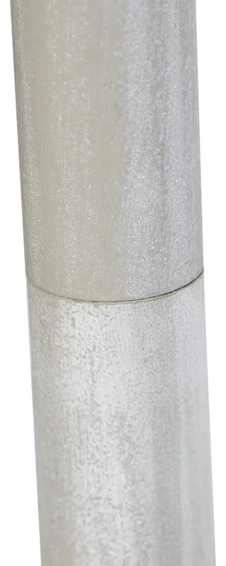 Rustikálna stojaca lampa sivá s čiernym ľanovým tienidlom - Classico