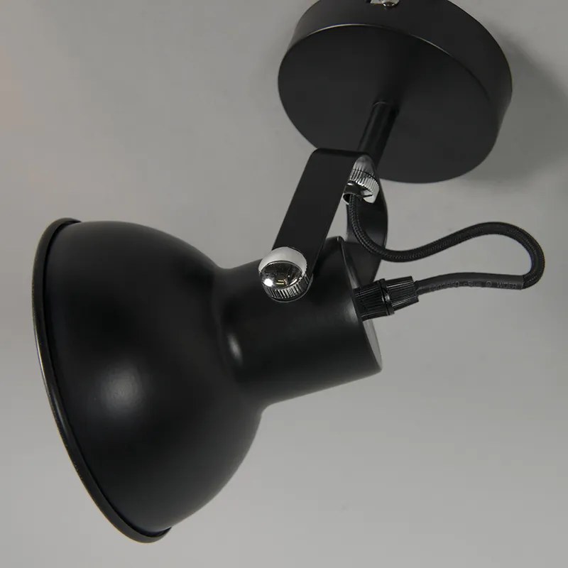Priemyselná nástenná a stropná lampa čierna sklápateľná - Guida