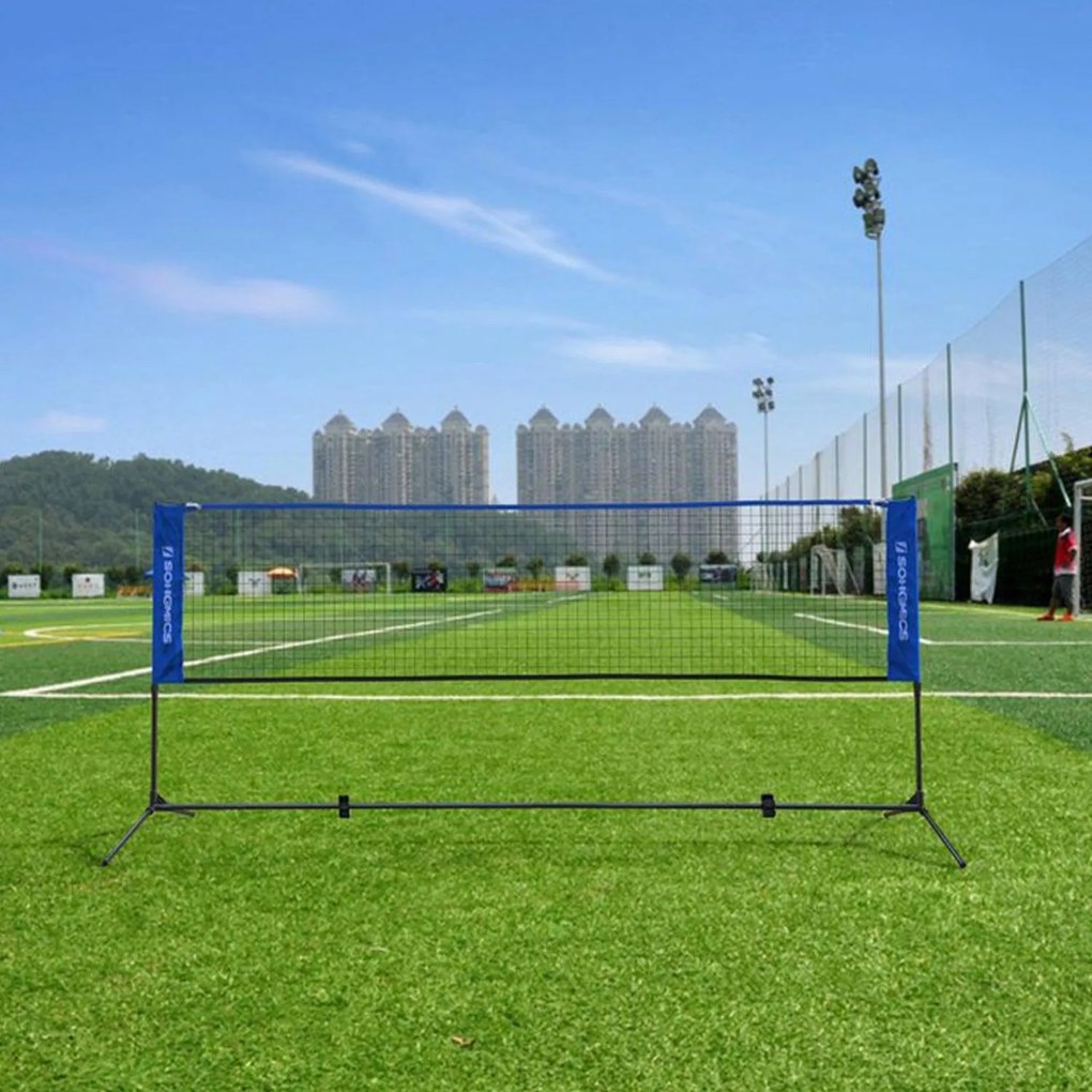 Bedmintonová sieť, výškovo nastaviteľná sada, modrá