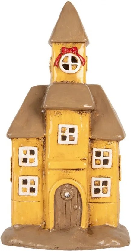 Žltý kostol svietnik na čajovú sviečku Homely - 23*17*43 cm