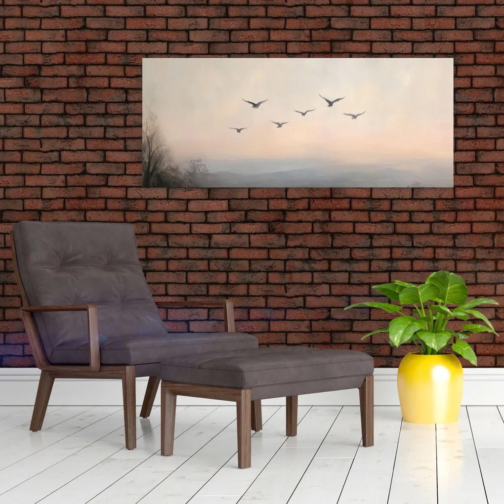 Obraz - Hejno vtákov (120x50 cm)