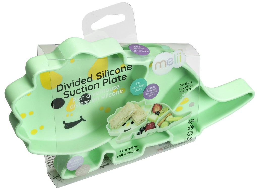 Silikónový delený tanierik s prísavkou - dinosaurus