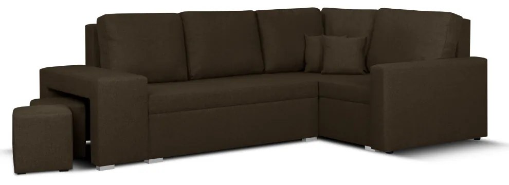 Rozkládací rohová sedací souprava MODO2 + 2 Taburety Hnědá