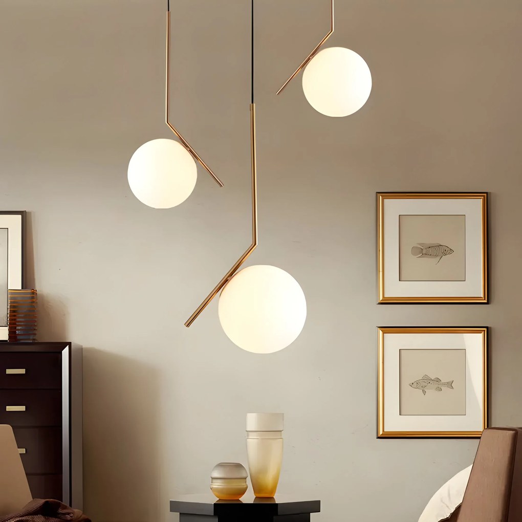 Toolight Toolight, stropná lampa sklenená guľa z bieleho zlata 1xE27, G106-1W, zlatá-biela, OSW-09731