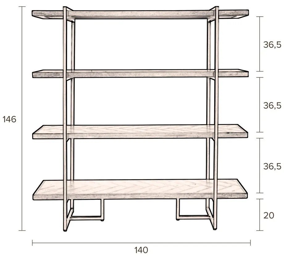 Čierna knižnica v dekore exotického dreva 140x146 cm Class - Dutchbone