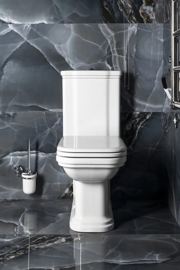 Kerasan Kerasan, WALDORF WC kombi, spodný/zadný odpad, biela-chrom, WCSET04-WALDORF