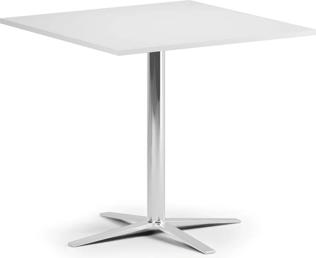 Konferenčný stolík AURA, 60x60 cm, chróm podnož, biela