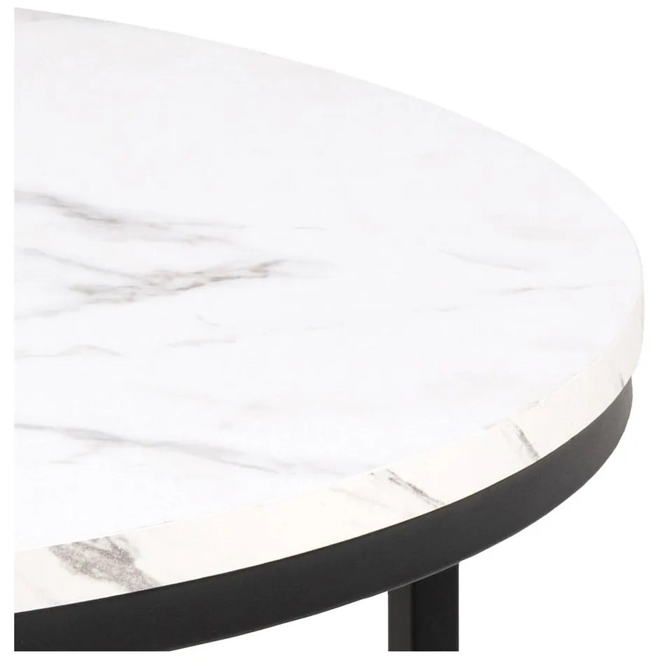 Biely okrúhly konferenčný stolík s doskou v dekore mramoru ø 80 cm Spiro – Actona
