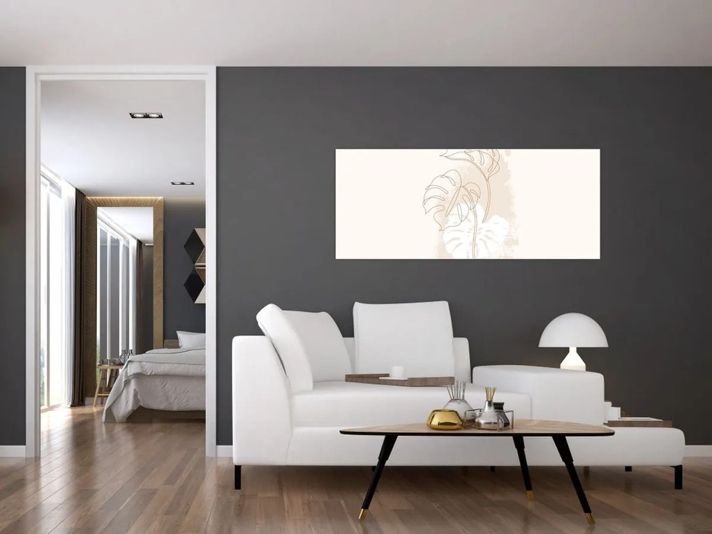 Obraz - Line art monstera N⁰1 (120x50 cm)