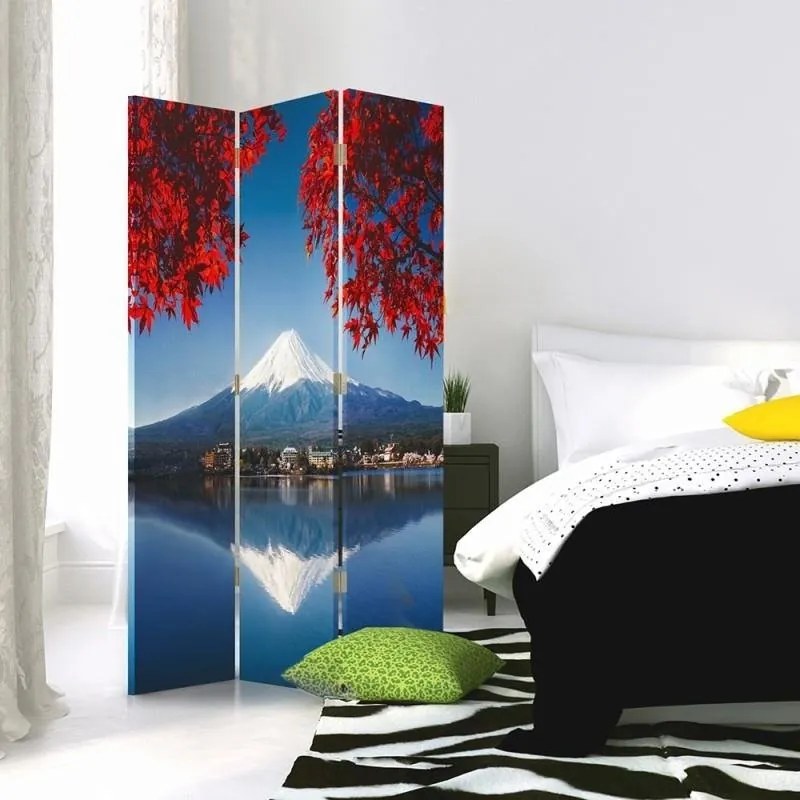 Gario Paraván Fuji a červené listy Rozmery: 145 x 170 cm, Prevedenie: Otočný paraván 360°