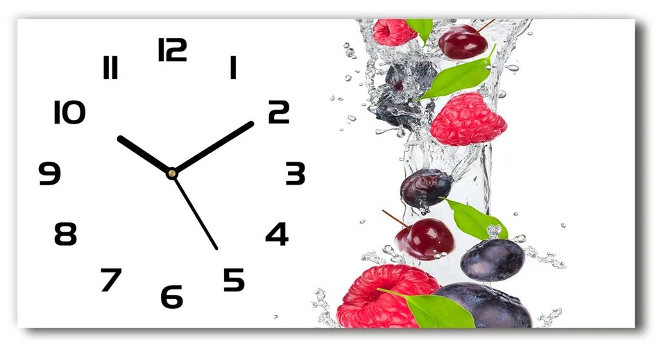 Vodorovné Sklenené hodiny na stenu tiché Ovocie a voda pl_zsp_60x30_f_54937958
