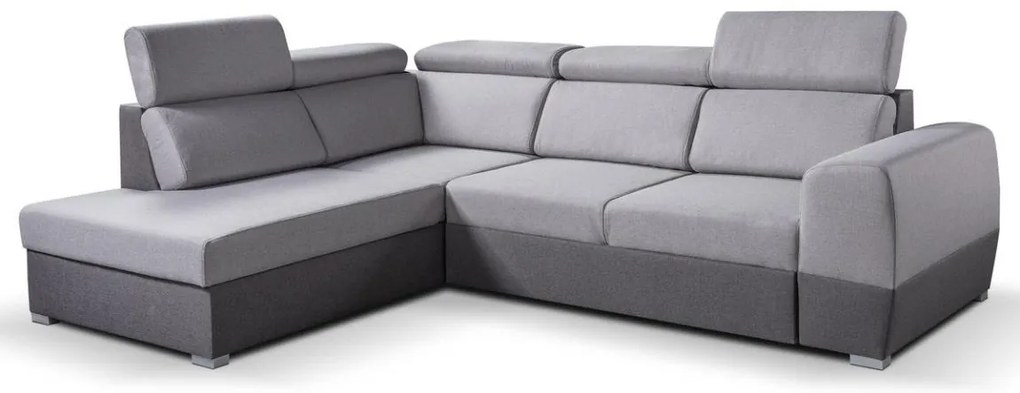 Rozkladacia rohová sedacia súprava MATRIX do L, šedá, ľavá, s úložným priestorom