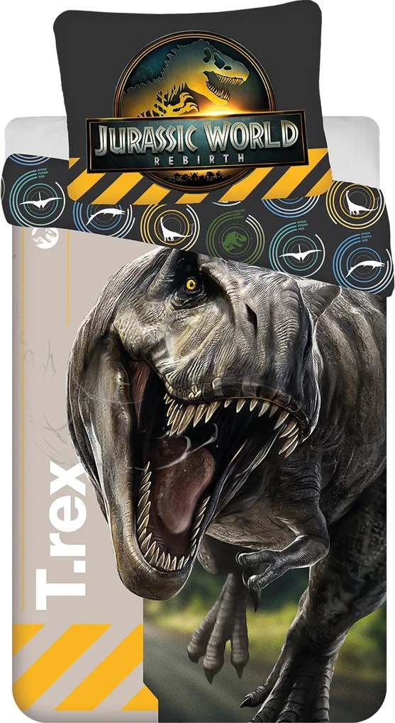 Jerry Fabrics Bavlnené obliečky 140x200 + 70x90 cm - Jurský svet "T.rex"