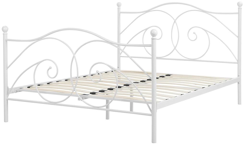Kovová posteľ 140 x 200 cm biela DINARD Beliani