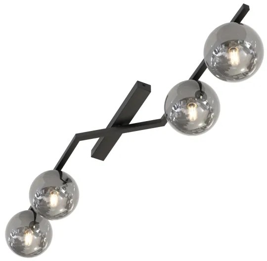Stropné svietidlo NATON 4xE14/10W/230V čierne/dymové