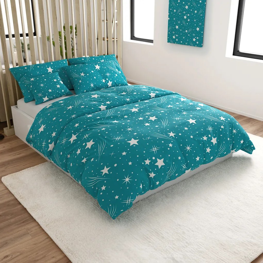 Obliečky z mikrovlákna NOČNÁ OBLOHA tyrkysové Rozmer obliečky: 2 ks 70 x 90 cm | 200 x 220 cm