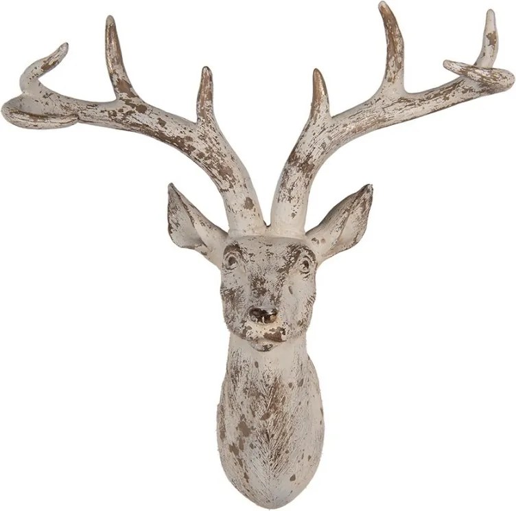 Béžová antik nástenná dekorácia Jelen Deer - 33*16*37 cm