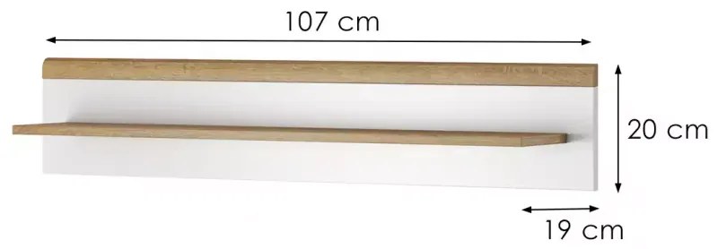 Nástenná polica Primo 107 cm dub Riviéra/biela