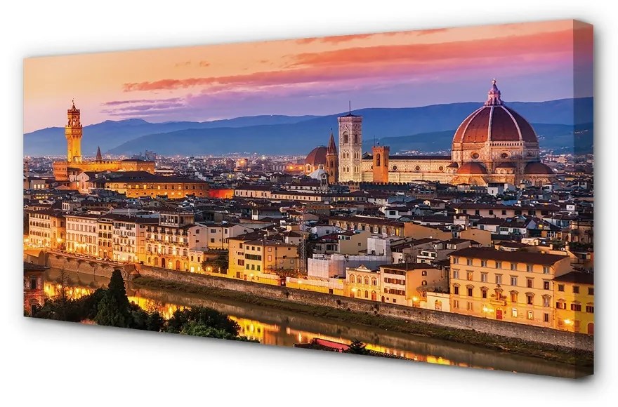 Obraz na plátne Italy Panorama noc katedrála 120x60 cm