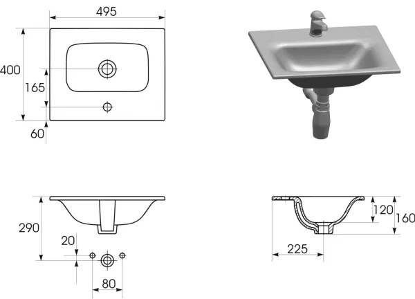 Cersanit S801-312-ECO - Závesná kúpeľňová skrinka s umývadlom MODUO biela