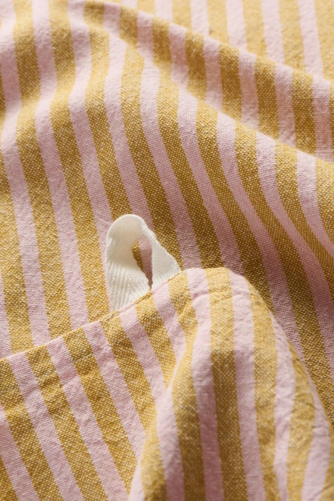 Ib Laursen Bavlnená utierka Linea Mustard / Light pink 50 × 70 cm