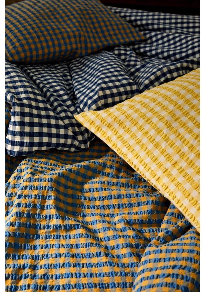 Bielo-tmavomodré krepové obliečky na jednolôžko 140x200 cm Bæk&amp;Bølge – JUNA