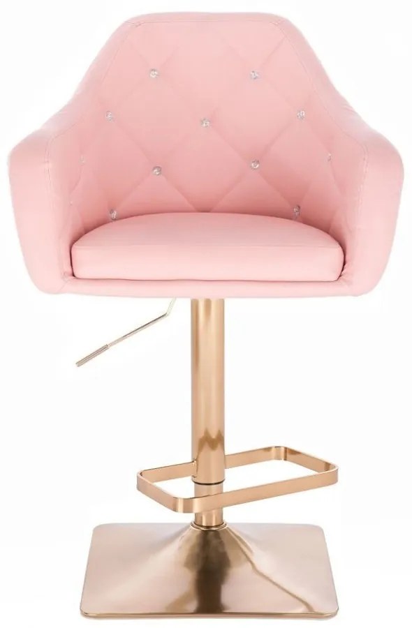 LuxuryForm DESIGN Barová stolička ROMA na zlatej hranatej podstave - ružová