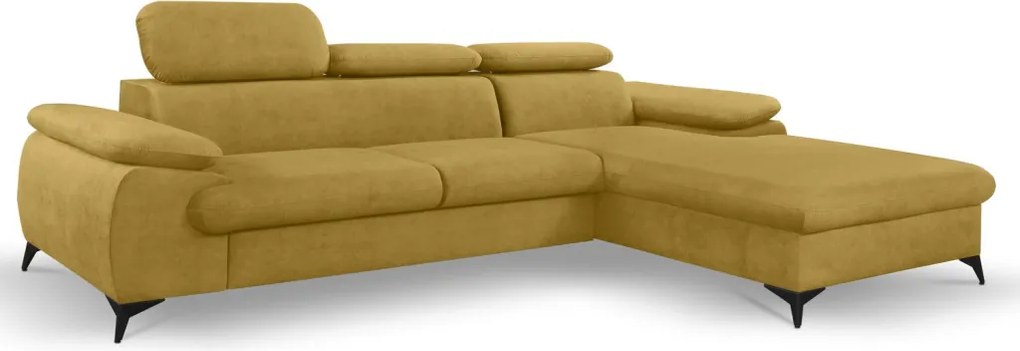 Rohová sedacia súprava Scala, žltá látka, pravý roh