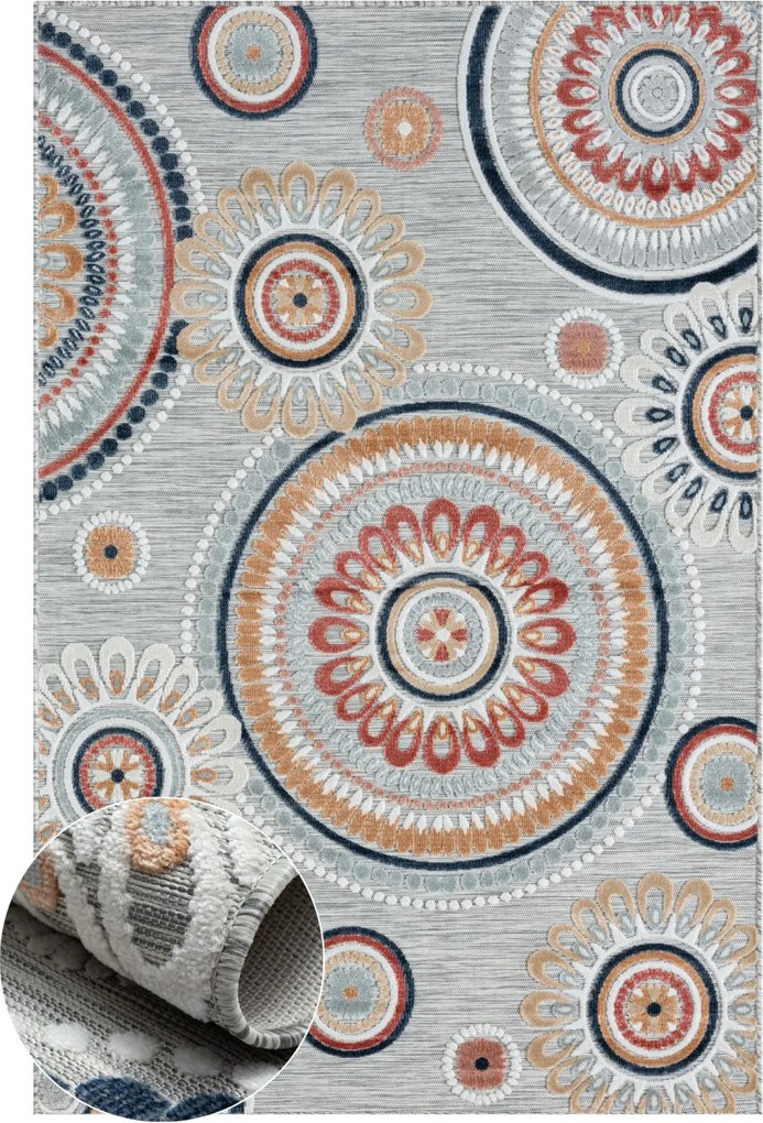 My Flair, Kusový koberec Ivy grau – na von aj na doma, 160x230, viacfarebná, chodba / predsieň